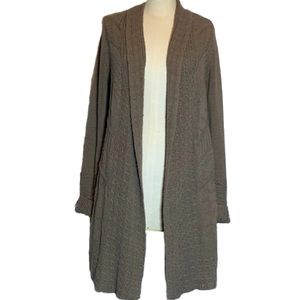 ANTHROPOLOGIE Angel of the North, taupe open Cardigan, w/ diagonal style lines S